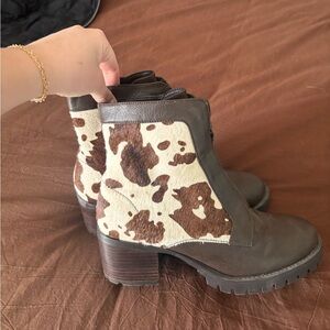 Cow print boots